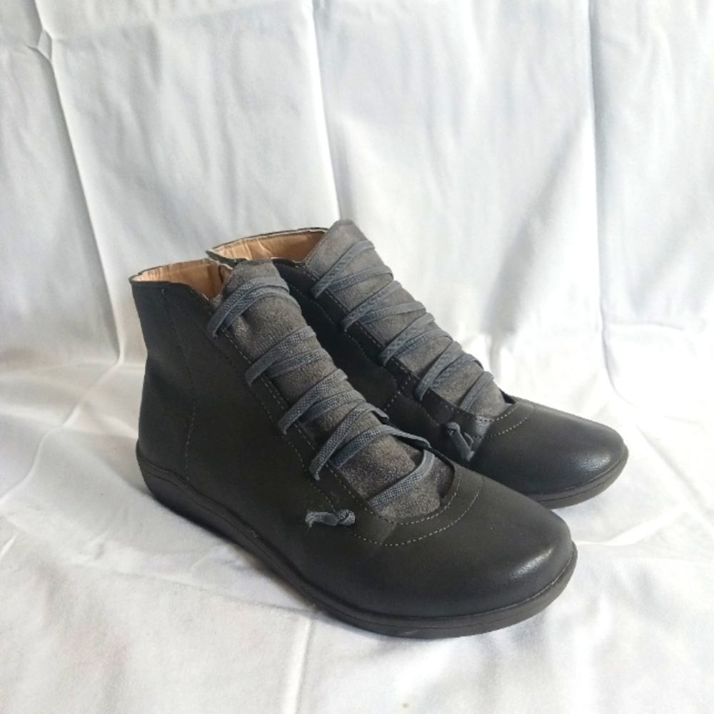 Faux leather booties size 10 never worn